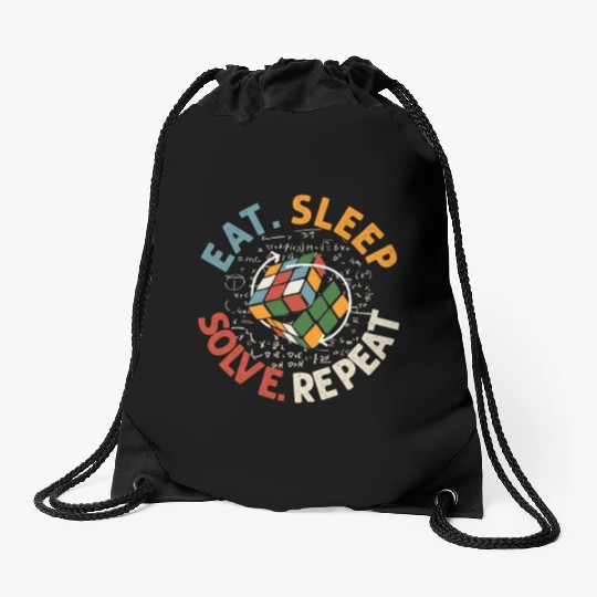 Eat Sleep Solve Repeat Math Speed Cubing Genie Drawstring Bags