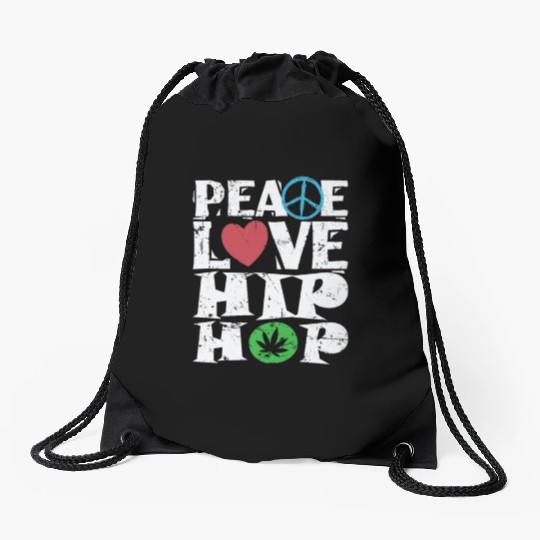 Peace Love Hip Hop Music Direction Rap Drawstring Bags
