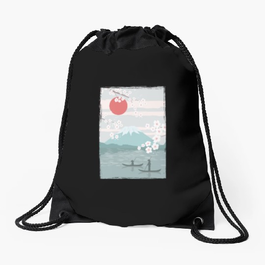 Cherry Blossom Fuji Cherry Tree Japan Drawstring Bags