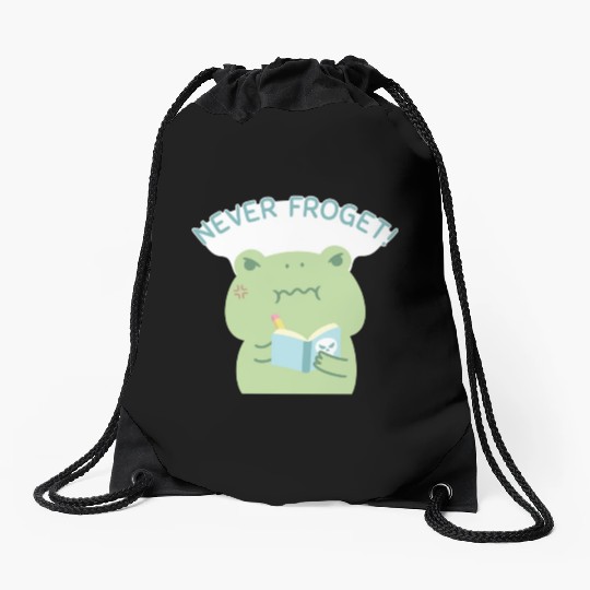 Angry Frog Never Froget Revenge Book Drawstring Bags