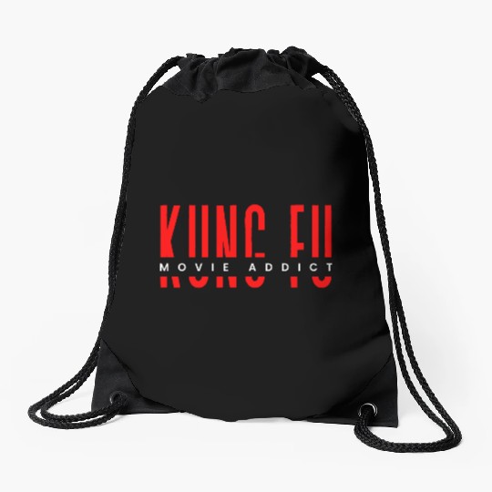 Kung fu movie addict Drawstring Bags