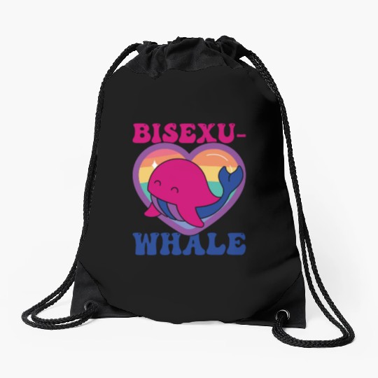 Bisexu-Whale Kawaii Whale Bisexual Pride Flag Drawstring Bags
