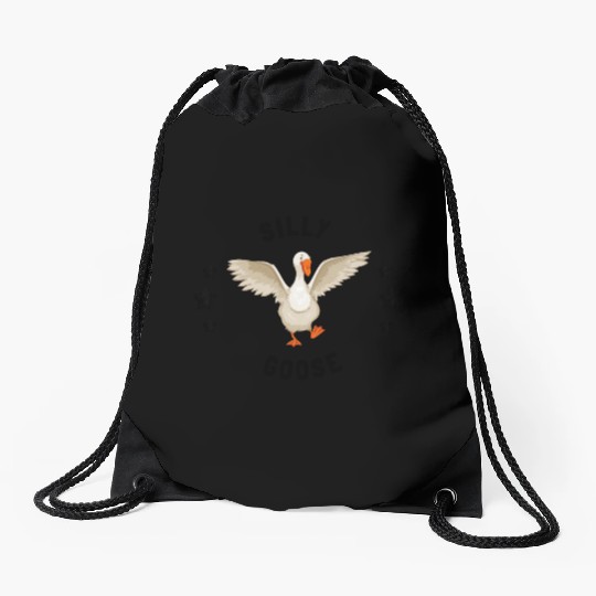 silly goose Drawstring Bags