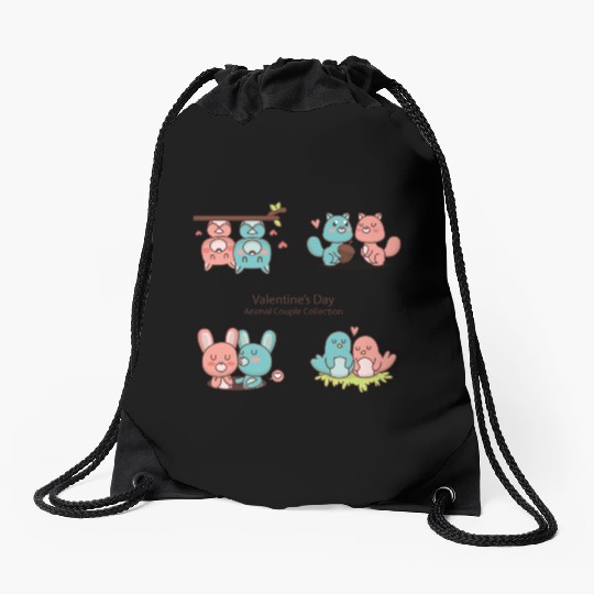 Love Axolotl Pink Valentine Day Salamander Lover. Drawstring Bags