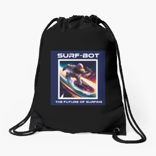 Robot Silver Surfer Drawstring Bags