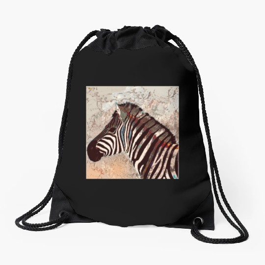 Zebra with neon colors Drawstring Bags