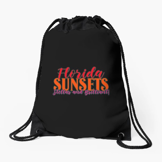 Florida Quote. Sunset, beach, sunshine Drawstring Bags