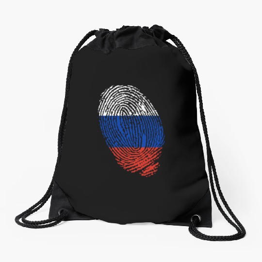 Russian flag fingerprints Drawstring Bags