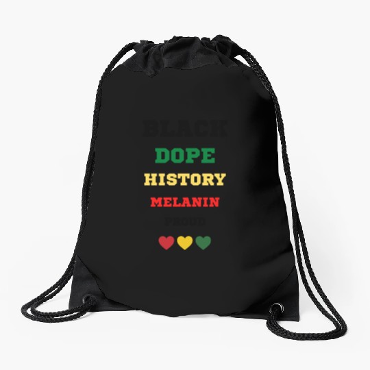Black and Proud Drawstring Bags