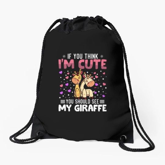 Giraffe Heart Valentine's Day Animal For Womens Drawstring Bags