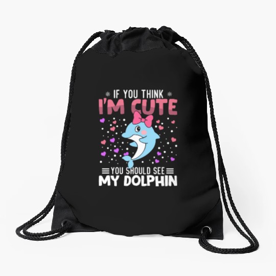 Dolphin Heart Valentine's Day Animal For Womens Drawstring Bags