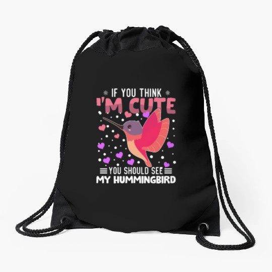 Hummingbird Heart Valentine's Day Animal For Drawstring Bags