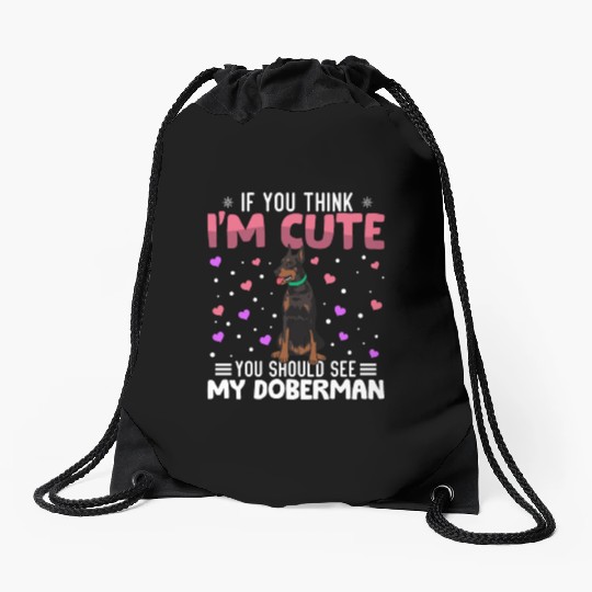 Doberman Heart Valentine's Day Animal For Womens Drawstring Bags