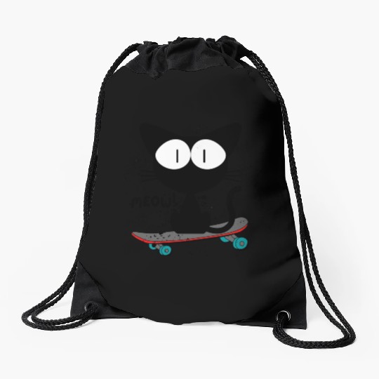90s, skateboard cat Drawstring Bags