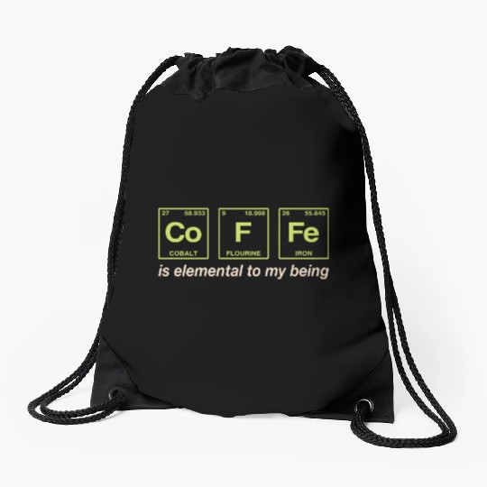 COFFEE - with elements of the periodic table Drawstring Bags
