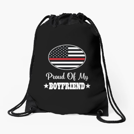 Firefighter Proud of my Boyfriend Drawstring Bags