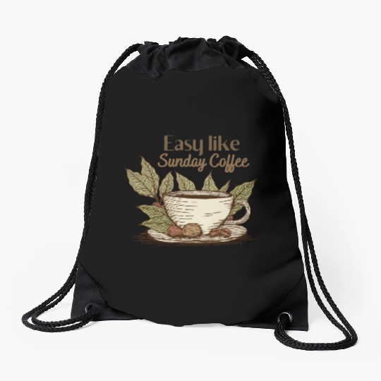 Sunday coffee Drawstring Bags