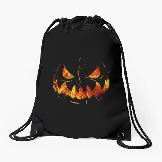 Spooky Halloween pumpkin Drawstring Bags