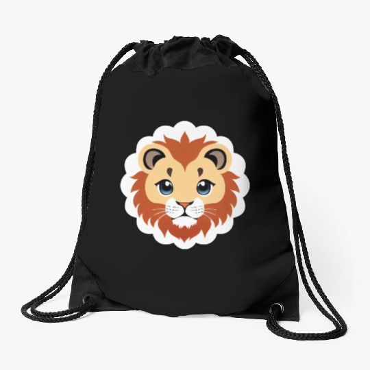 Royal Cartoon Lion - King of the Jungle 19 Drawstring Bags