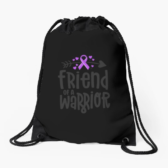 Friend Of A Warrior Purple Awareness Ribbon Drawstring Bags