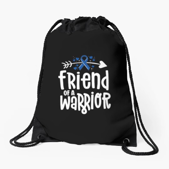 Friend Of A Warrior Support Team Colon Cancer Drawstring Bags