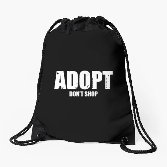 adopt dont shop Drawstring Bags