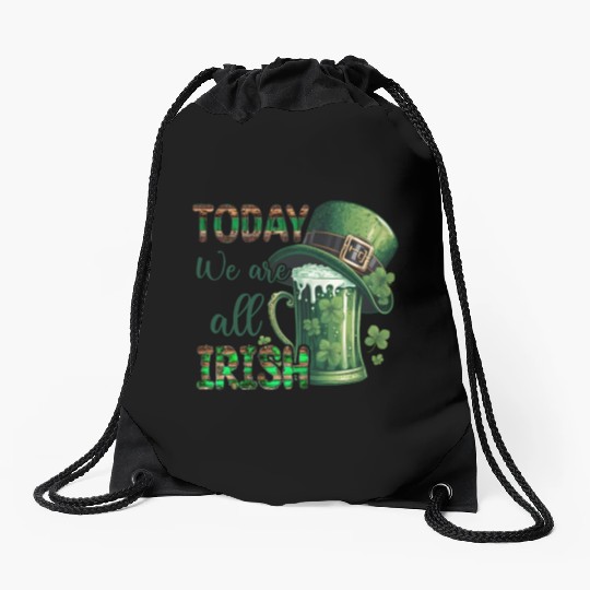 Mens St Patricks Day All Irish Green Shamrock Drawstring Bags