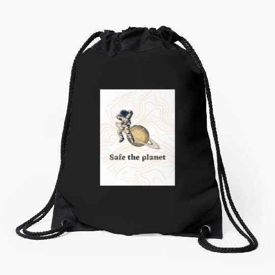 Safe the planet Drawstring Bags