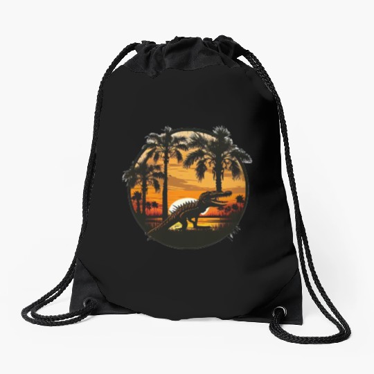 Florida Everglades Sunset Alligator and Palm Tree Drawstring Bags