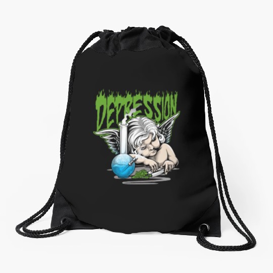 Depression Angel Drawstring Bags