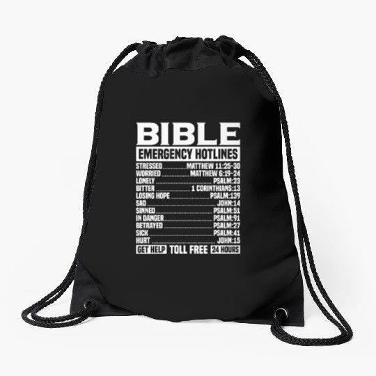 Bible Verse Emergency Numbers Christian Hotline Ps Drawstring Bags