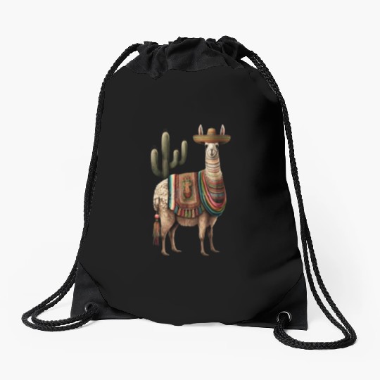 Cute Llama Animal Lovers Mexican Llama Mexican Drawstring Bags