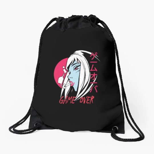 Anime Manga Girl - Game over Drawstring Bags