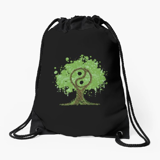 Ying Yang Tree of Life Drawstring Bags