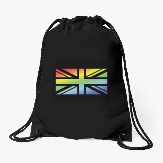 Union Jack / Rainbow Flag (Britain / UK / Poster) Drawstring Bags