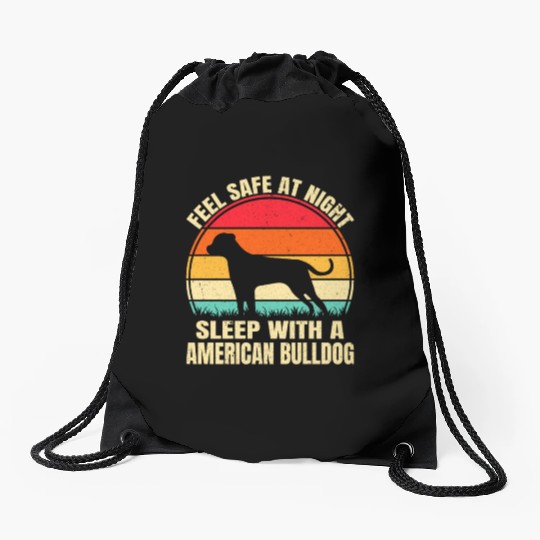 American Bulldog Dog Retro Vintage Drawstring Bags