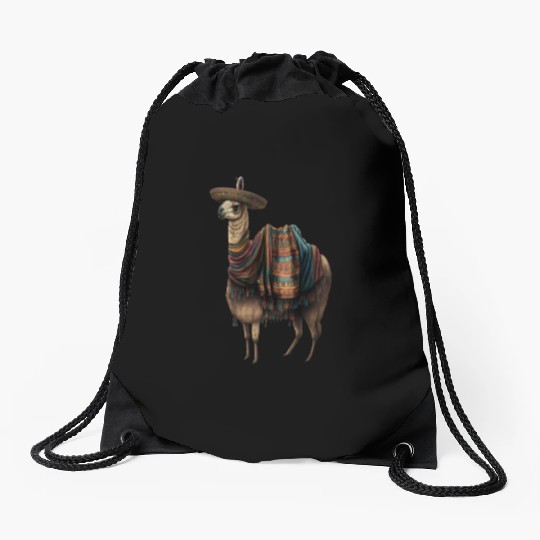 Cute Llama Animal Lovers Mexican Llama Mexican Drawstring Bags