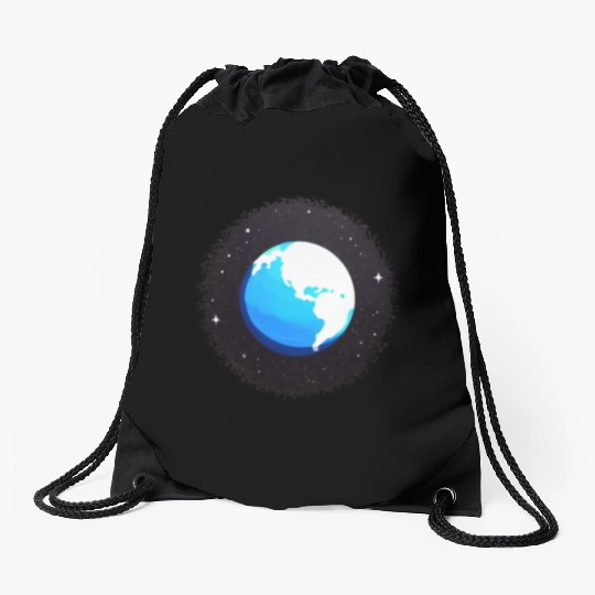 Sweet Cartoon Representation of Planet Earth 9 Drawstring Bags