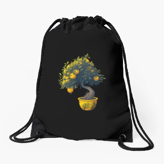 Lemon Bonsai Tree Drawstring Bags