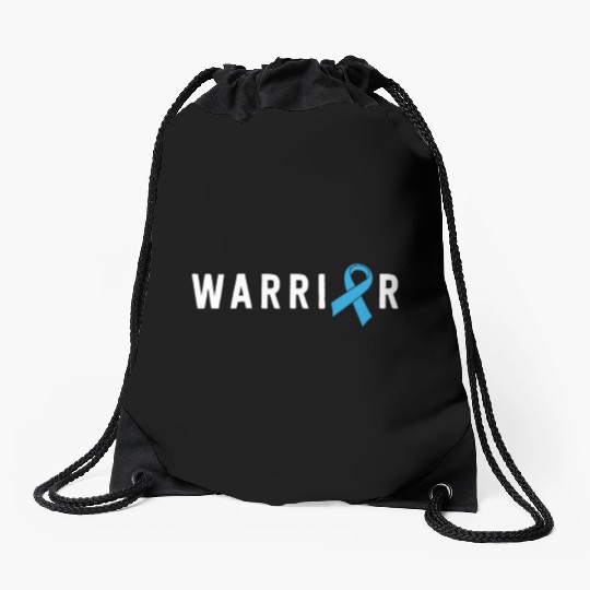 Prostate Cancer Warrior Light Blue Ribbon Dad Drawstring Bags