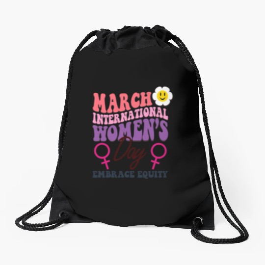 International Women's Day 2023 Theme Embrace Equit Drawstring Bags