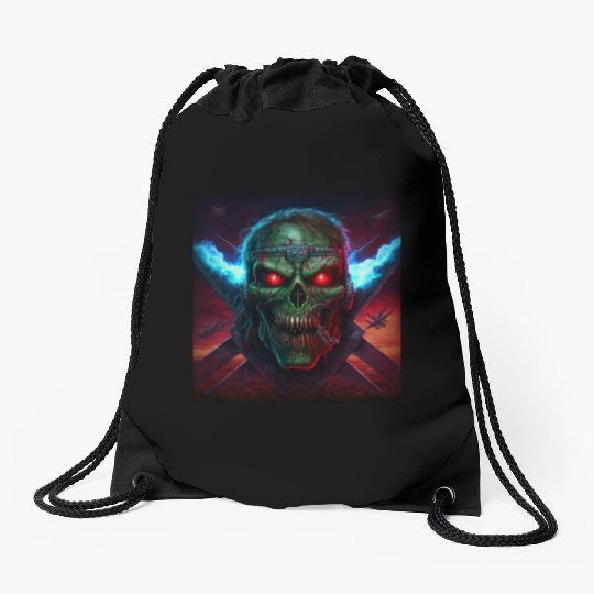 ZOMBIE IRON MAIDEN (version 14) Drawstring Bags