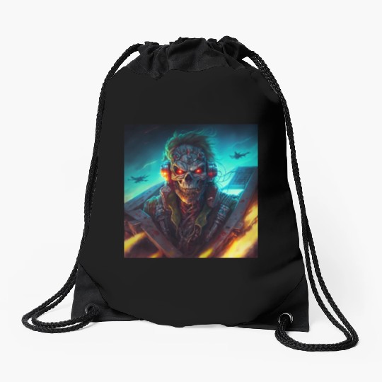 ZOMBIE IRON MAIDEN (version 13) Drawstring Bags
