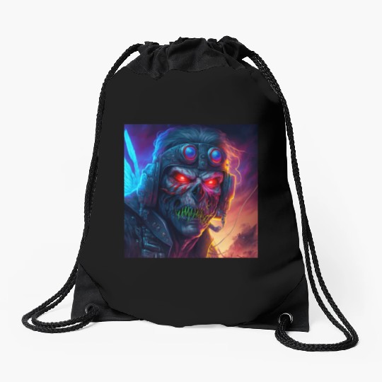 ZOMBIE IRON MAIDEN (version 9) Drawstring Bags