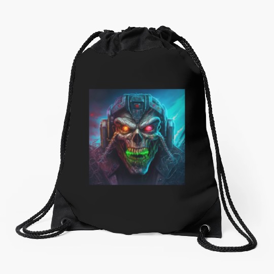 ZOMBIE IRON MAIDEN (version 8) Drawstring Bags