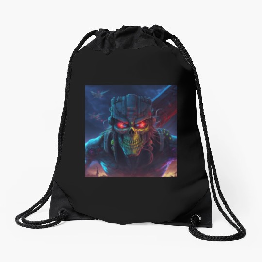 ZOMBIE IRON MAIDEN (version 11) Drawstring Bags