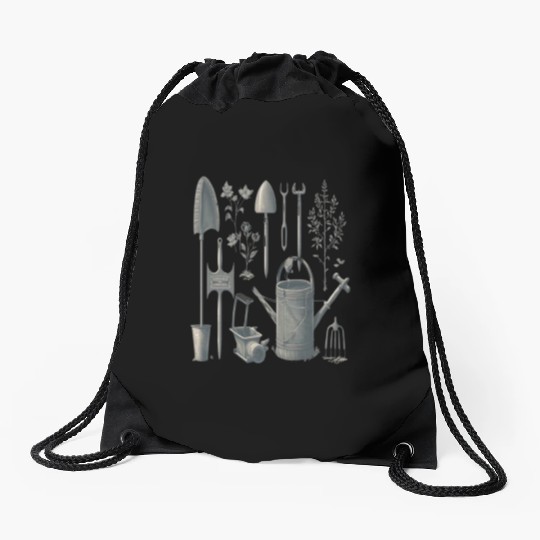 Florist Gardener Dad Grayscale Gardening Tools Drawstring Bags