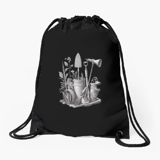 Florist Gardener Dad Grayscale Gardening Tools Drawstring Bags