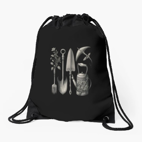 Florist Gardener Dad Grayscale Gardening Tools Drawstring Bags