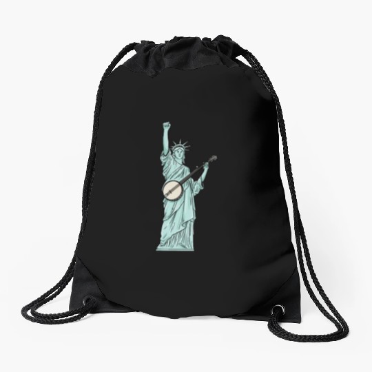 Statue Of Liberty Banjo Musician Design for Drawstring Bags